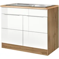 Kochstation Spülenschrank »KS-Brindisi«, 100 cm breit, inklusive Einbauspüle weiß