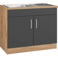 Kochstation Spülenschrank »KS-Colmar«, 100 cm, mit Metallgriff grau