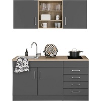 Held Küchenzeile Mali 150 cm E-Geräte graphit/grau matt-eiche sonoma