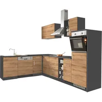 Kochstation Winkelküche »KS-Colmar«, mit E-Geräten, Stellbreite 210/300 cm grau