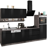 Kochstation Küche »KS-Virginia«, Breite 300 cm, ohne E-Geräte, schwarz