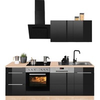 Kochstation Küchenzeile »KS-Brindisi«, mit E-Geräten, Breite 220 cm, schwarz