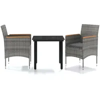 VidaXL Garten-Essgruppe 3-tlg. Grau/Schwarz