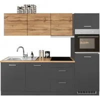Kochstation Küchenzeile Kehl 240 cm E-Geräte Induktionskochfeld grau/wotaneiche