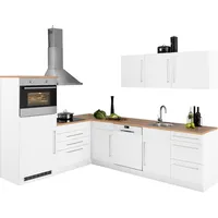 Kochstation Winkelküche »KS-Samos«, mit E-Geräten, Stellbreite 200/270 cm, weiß
