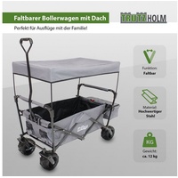 Trutzholm Bollerwagen faltbar mit Sonnendach grau mit Vollgummi-Breitreifen Transportwagen