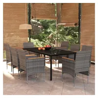 VidaXL Garten-Essgruppe 9-tlg. Grau/Schwarz