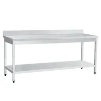 GastroHero Edelstahl Arbeitstisch Basic 7x6 mit Grundboden und Aufkantung