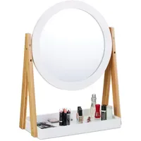 Relaxdays Kosmetikspiegel, schwenkbar, mit Ablage für Make Up, Kosmetik,