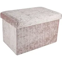 Intirilife Faltbare Sitzbank 49x30x30 cm in Samt Rosé -