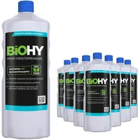 BIOHY Profi Fensterreiniger (9x1l Flasche) | Konzentrat für Fenstersauger