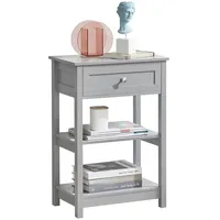 SoBuy FBT46-HG Beistelltisch Nachttisch Couchtisch in Hellgrau mit Schublade