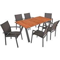 Garden Pleasure Sitzgruppe DAVINA, anthrazit Kunststoff, Metall, 7-teilig