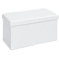 VCM Sanne Aufbewahrungsbox Hocker, faltbar mit Deckel, weiss.