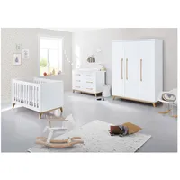 Lomadox Babyzimmer Komplett Set inkl. Schaukelpferd in weiß edelmatt