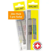 Online Schreibgeräte ONLINE® D1 Kugelschreiberminen M farbsortiert, 20 St.
