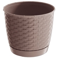 POWERTEC Garden Blumentopf in Rattanoptik, ca. 13l, Dunkelbraun
