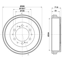 HELLA PAGID HELLA Bremstrommel Hinten Rechts Links für TOYOTA