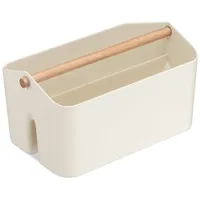 Navaris Aufbewahrungsbox mit Holzgriff - 2 Fächer Box Organizer