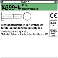 Peiner Umformtechnik Peiner EN 14399-4 Sechskant-Schaftschraube M16x65 Stahl 10.9