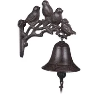 Relaxdays Türglocke Gusseisen Vögel, antike Landhaus Optik, heller Klang,