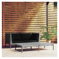 VidaXL 3-tlg. Garten-Lounge-Set Dunkelgrau Halbrundes Poly Rattan
