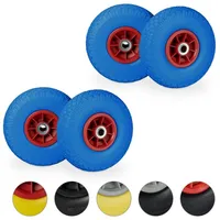 Relaxdays 4 x Sackkarrenrad, PU 3.00-4 blau-rot
