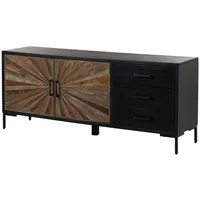 MASSIVMOEBEL24.DE Sideboard Sheesham 178x45x75 schwarz lackiert SUN #100