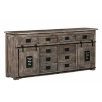 Massivmoebel24 Sideboard Mango 200x45x90 grau lackiert RAILWAY #222