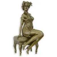 Casa Padrino Luxus Barock Bronze Figur Frau mit Hocker