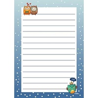 Dabelino Liniertes Briefpapier-Set für Kinder: Eulen (für Mädchen und