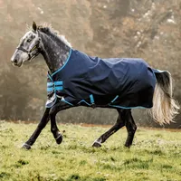 Horseware Amigo Bravo 12 50g Turnout Regendecke Navy/Turquoise, Deckengröße:140