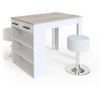 Vicco Esstisch-Set Repose 67 x 100 cm Braun/Weiß