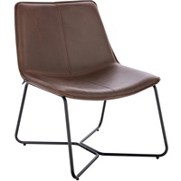 Svita Loungesessel Cocktailsessel Clubsessel ohne Armlehnen Metall-Gestell Leder-Optik Braun