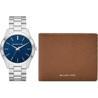 Michael Kors Herrenuhr Slim Runway, Dreizeigerwerk, 44 mm silbernes