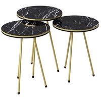 Moebel17 Beistelltisch 3 er Set Marmoroptik Schwarz 21716146