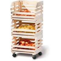 VCM Frula Regal Obst und Gemüseaufbewahrung, 3 Kisten, natur.