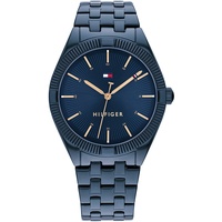 Tommy Hilfiger Analog Quarzuhr für Damen mit Blaues Edelstahlarmband