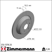 ZIMMERMANN Bremsscheibe voll hinten 250.1378.20