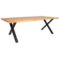  Esstisch 240x95 cm) mit gewelltem Rand natur, schwarz.