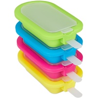 Relaxdays Eisformen 4er Set, Silikon, Eis am Stiel, Wassereis,