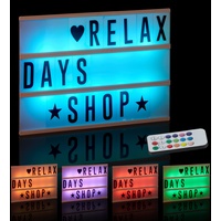 Relaxdays Lightbox mit Farbwechsel, Leuchtkasten, 85 Buchstaben & Symbole,