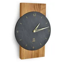 Natuhr 18NU2-10-1 Wanduhr Steineiche Massivholz Eiche Schiefer Quarzwerk