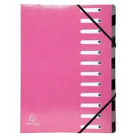 Exacompta 6x Ordnungsmappe Harmonika dehnbar Karton 12 Fächer Rosa