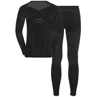 Odlo Fundamentals Performance Warm Langarm Thermoshirt und Thermohose Schwarz/Grau