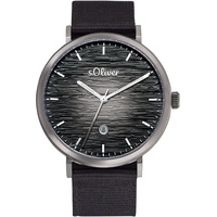 S.Oliver Herrenuhr Edelstahl schwarz Herren
