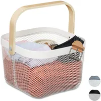Relaxdays Aufbewahrungskorb, mit Henkel, Kleidung, Deko, Kosmetik, Stahl &