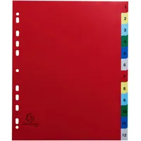 Exacompta 2512E Trennblatt Polypropylen PP 180μ 12 Pos Deckblatt