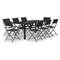 VidaXL Garten-Essgruppe 9-tlg. Grau/Schwarz