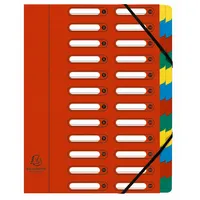Exacompta Ordnungsmappe HARMONIKA Gummizug Karton 24 Fächer A4 Rot